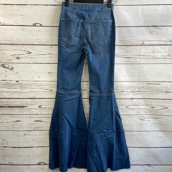 Free People Jericho Blue Just Float On Flare High Rise Bell Bottom Denim Jeans - Picture 5 of 11